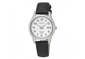 Seiko klockarmband SGEH69P1 / 7N42 0GE0 Läder Svart 22mm + sömmar svart